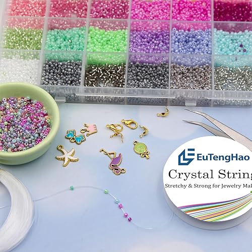 Miniatura 2 de EuTengHao 13246 cuentas de semillas de pony de 0.118 pulgadas (0.118 in) con dijes, pinzas para manualidades, pulseras, collares, aretes, joyería,