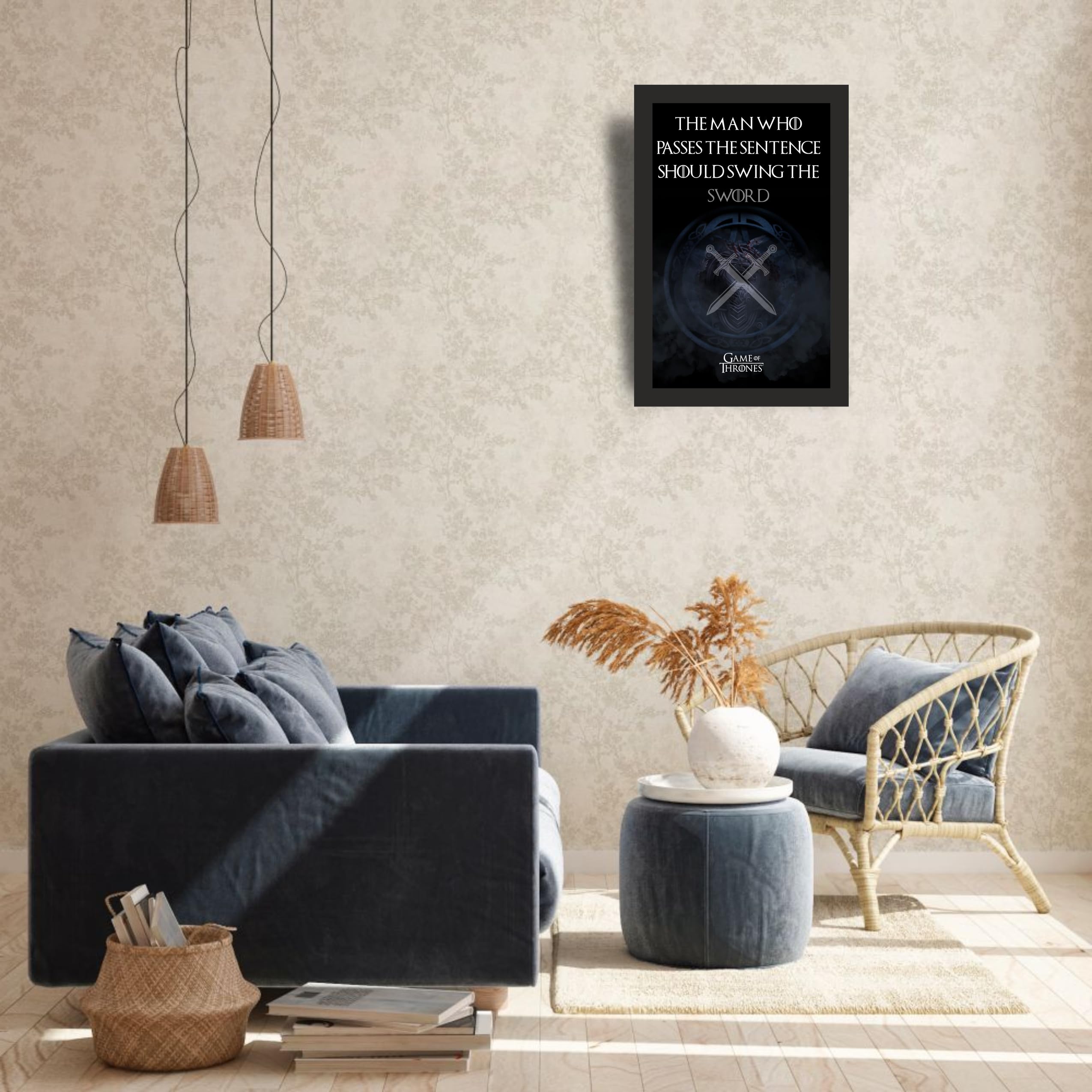 Sentence Swing Sword Shield Wall Art Photo Frame A4 Black
