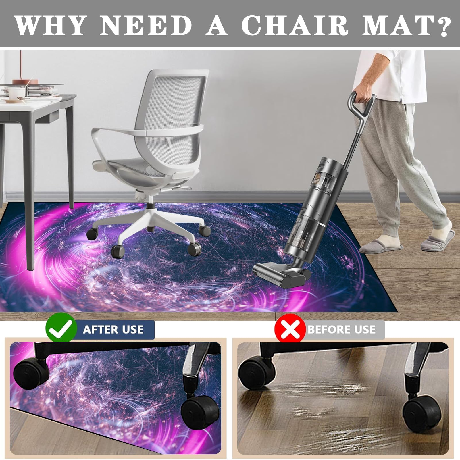 70 x 120 cm Protège Parquet Chaise roulettes pour Gaming et Le Travail, Tapis Chaise Gaming Antidérapant, Tapis Protection de Sol, Tapis de Chaise pour Les Chaises de Jeu ou de Bureau