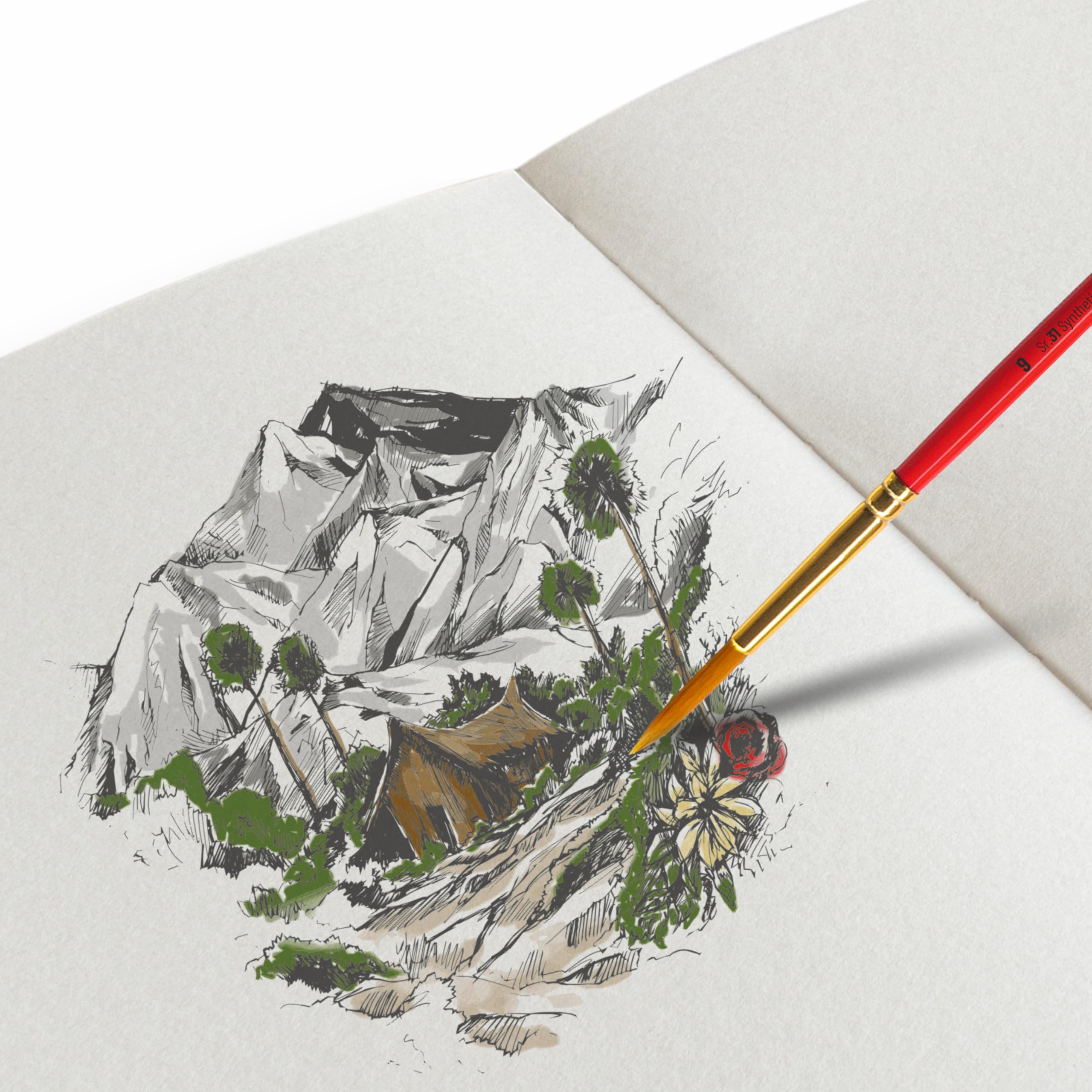 Sketcho Sota Zeichenbuch, A5, 100 % recycelt, gebundenes Buch, Hochformat, 160 g/m², säurefrei, 46 Blatt/92 Seiten, mehrfarbig