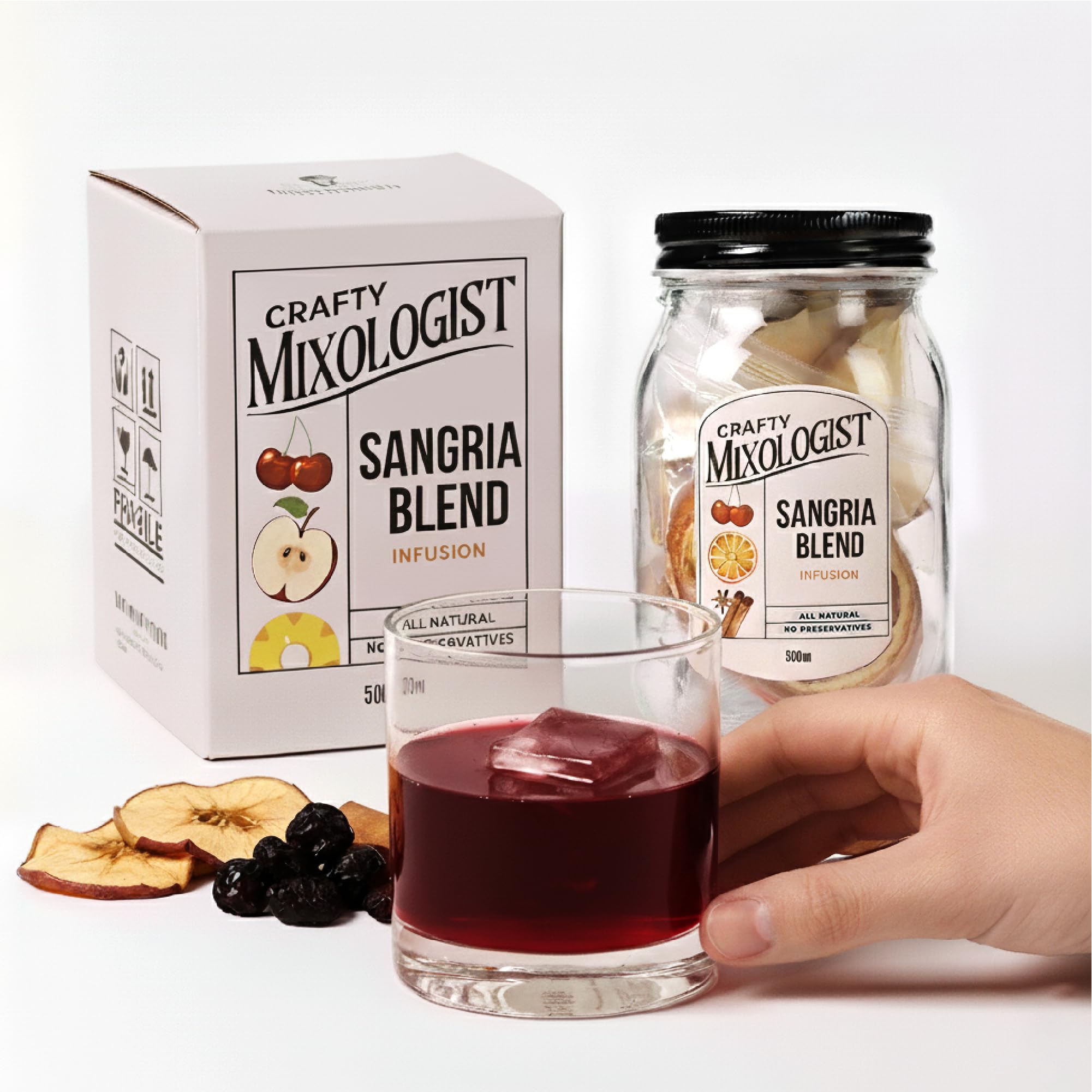 Sangria Cocktail Infusion Kit – Mason Jar Alcohol Infuser with Dehydrated Dried Fruits and Herb – Alcohol Infusion Kit for Drink Mixes, Serves 8-16 Drinks, Valentine Gifts for Women and Men