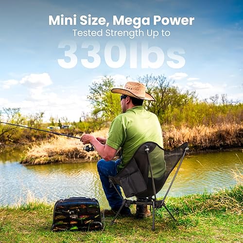 Miniatura 7 de UltraPort - Silla de camping portátil, silla de campamento ligera, silla plegable ultraligera para campamento al aire libre, mochilero, senderismo,