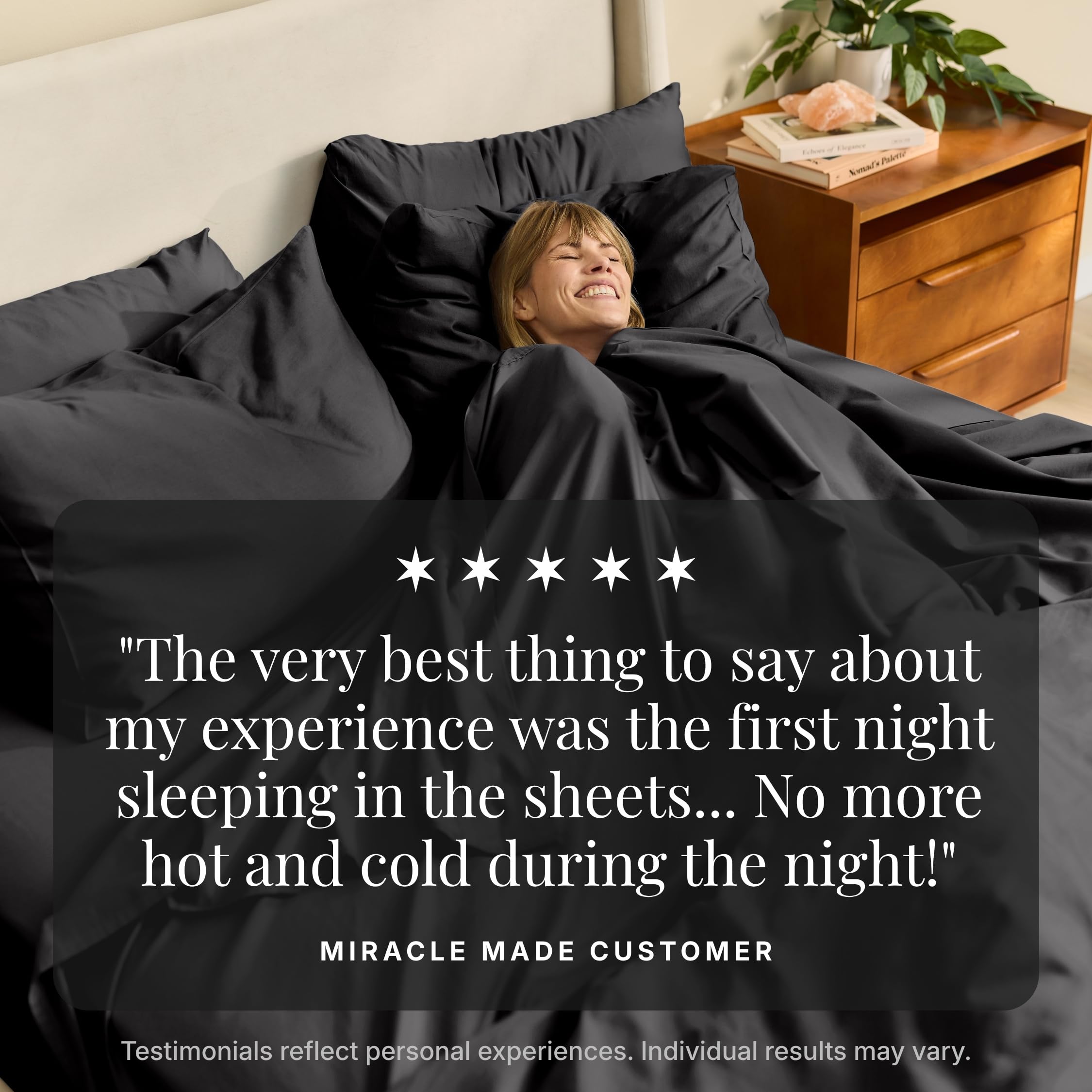 Miracle Made Luxe Cooling Bed Sheets - Charcoal - 4 Piece Silver Infused - 300-Thread-Count - Clean & Cool Full Size Bed Sheets for Sensitive Skin - Ultra-Breathable Bedding