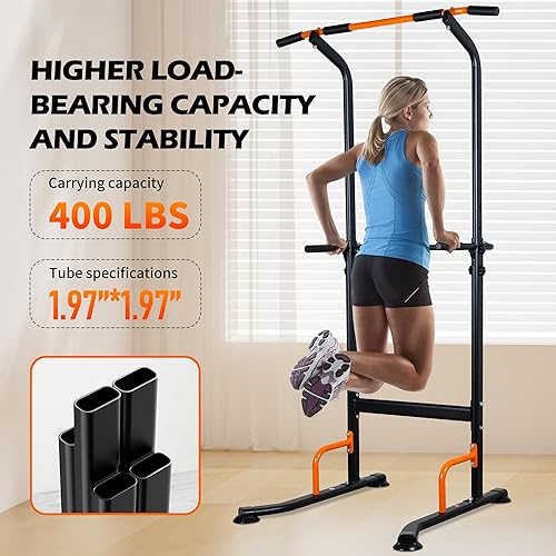 Miniatura 5 de leikefitness Equipo de ejercicio multifunción de torre de energía, estación de inmersión para dominadas, altura ajustable para gimnasio en casa,