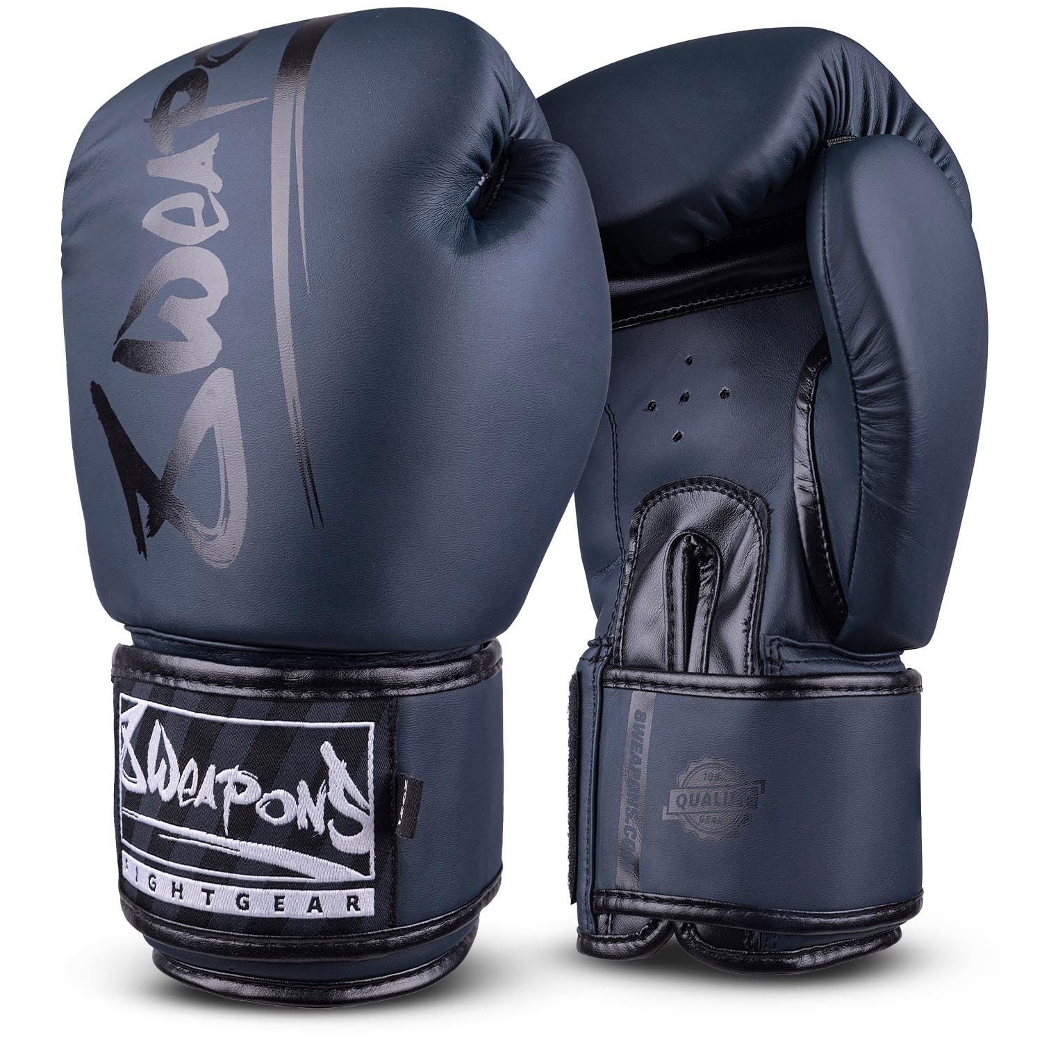 8 WEAPONS Boxhandschuhe Unlimited 2.0, Navy-schwarz, Training, Sparring und Wettkampf, Kunstleder, Perfekte Dämpfung und stabile Nähte, Handschuhe für Muay Thai, K1, Boxen, MMA und Kickboxen