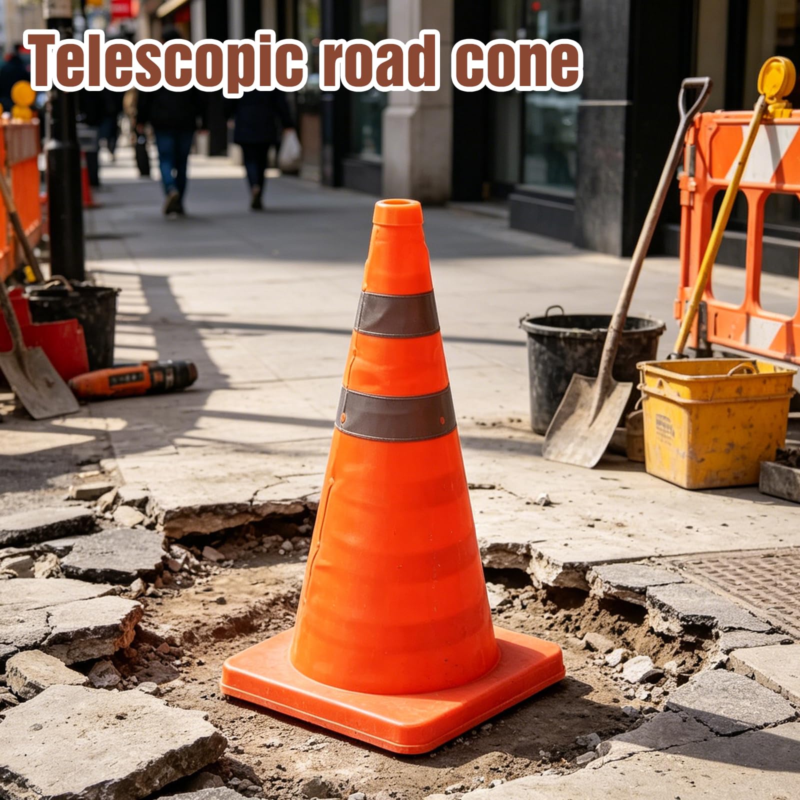 Lot de 4 Cone de Signalisation Pliable, 45 cm Plot de Chantier avec Bandes Réfléchissantes Pop up Cones De Sécurité pour Travaux Régulation du Trafic Parking Signalisation Routière avec Sa