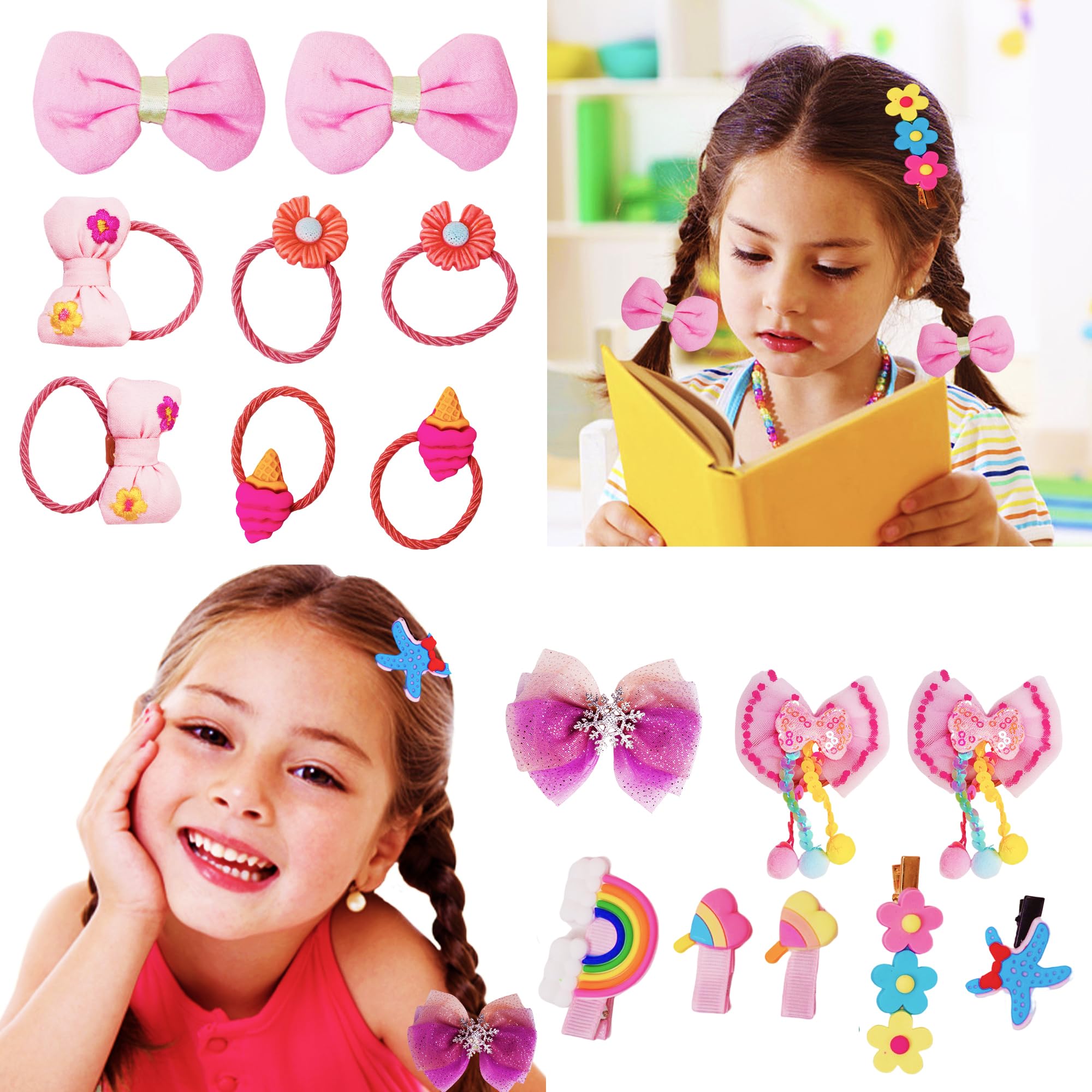 Boîte à bijoux pour accessoires de cheveu pour filles, pinces et élastiques cheveu, cadeau d'anniversaire pour filles de 3 à 12 ans, rose, boîte circulaire