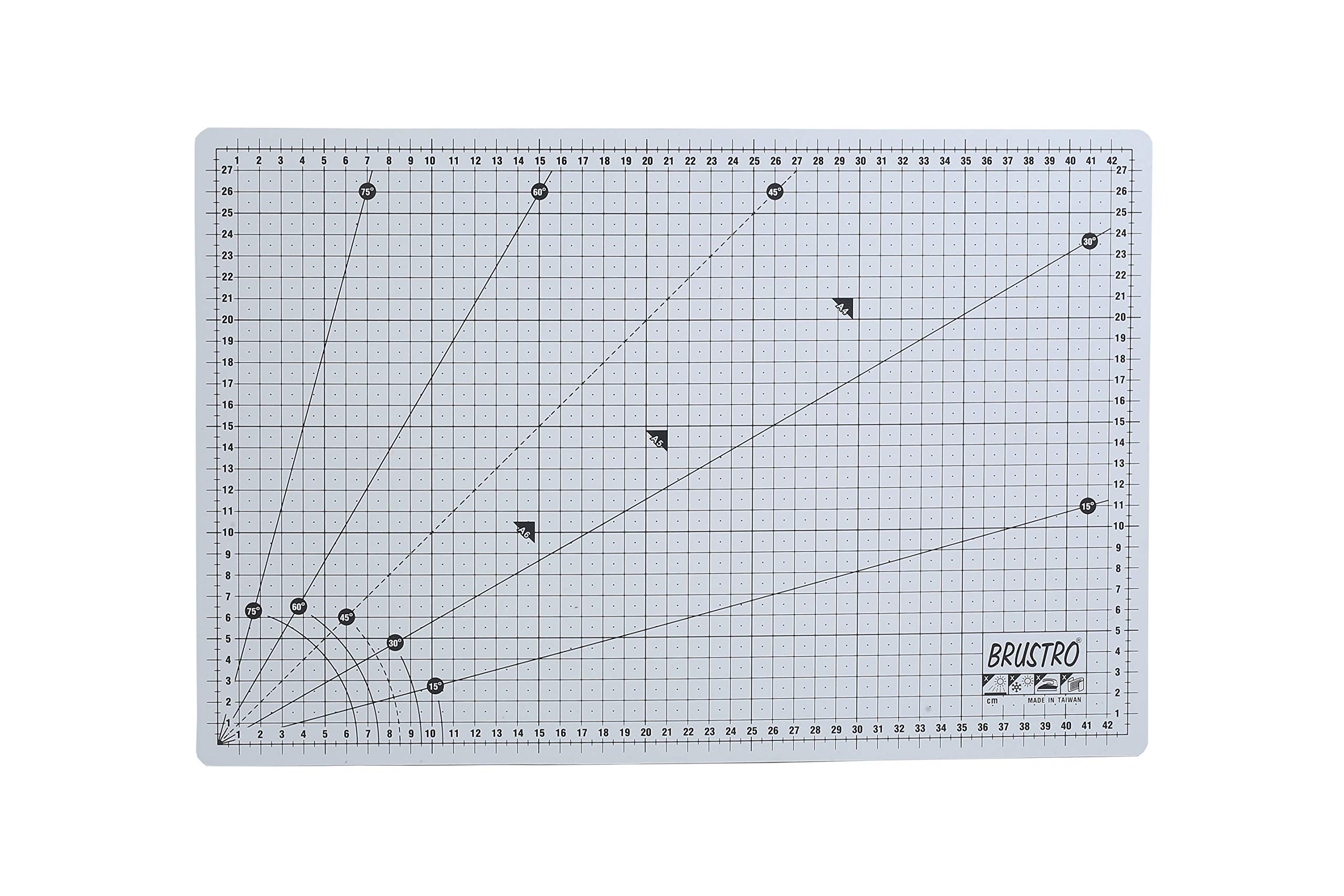 BRUSTRO Doppelseitige, selbstheilende Schneidematte mit 5 Schichten, metrisch/imperial, A3, 45 x 30 cm, schwarz, umweltfreundlich, strapazierfähig, mehrlagig, rutschfest, nicht reflektierend, ideal