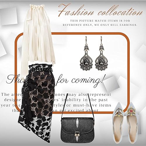 Miniatura 6 de Aretes colgantes vintage chapados en oro negro y gris para mujer con cristales de circonita cúbica