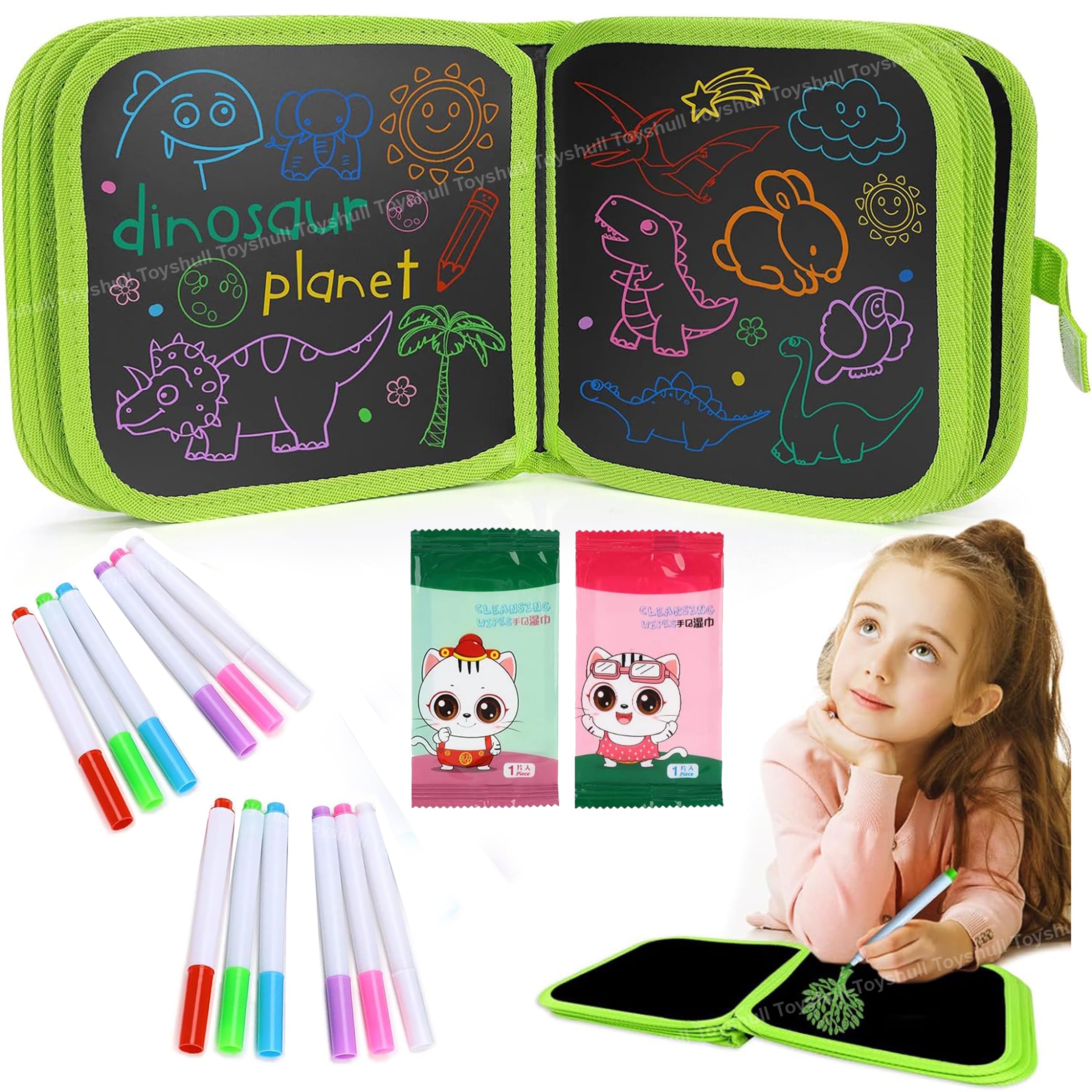 TOYSHULL 2-Pack Erasable Doodle Books: Double-Sided Drawing Boards with 10 pens. Portable, Early Learning Travel pad. Ideal Gift for 3-8 Years Old Boys & Girls, Assorted Design (B0CZ14MSYP) Amazon Price History, Amazon Price Tracker