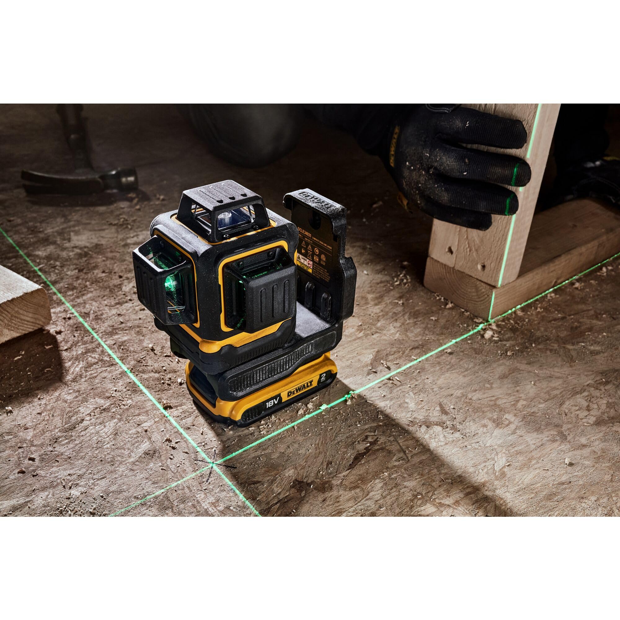 DEWALT DCLE34031D1 Laser Multilinea Cordless a 360 graid Verde, Autolivellante, Precisione + o - 3 mm 10 m, Compatibile con Batterie XR da 18 V