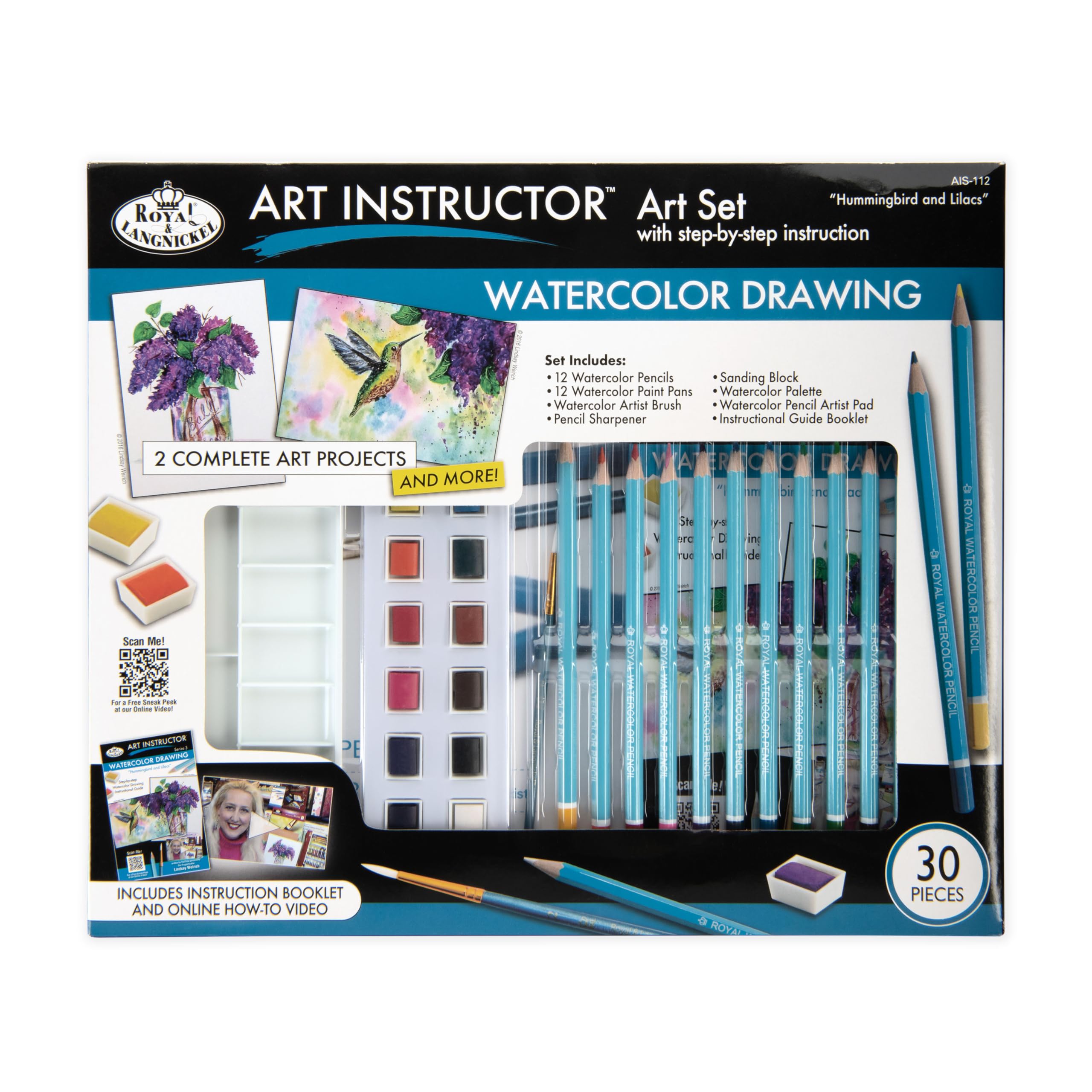 Royal & Langnickel Art Instructor™ Large Watercolor Drawing Activity Set - Hummingbird + Lilacs in Mason JAR Mason JAR