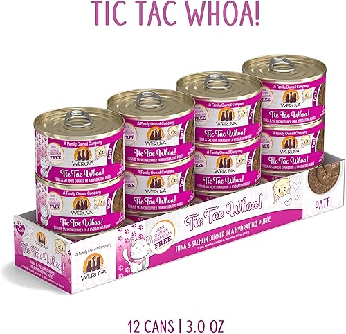 Miniatura 2 de Weruva Comida húmeda para gatos, Tic Tac Whoa con paté de atún y salmón, lata de 3 onzas, paquete de 12