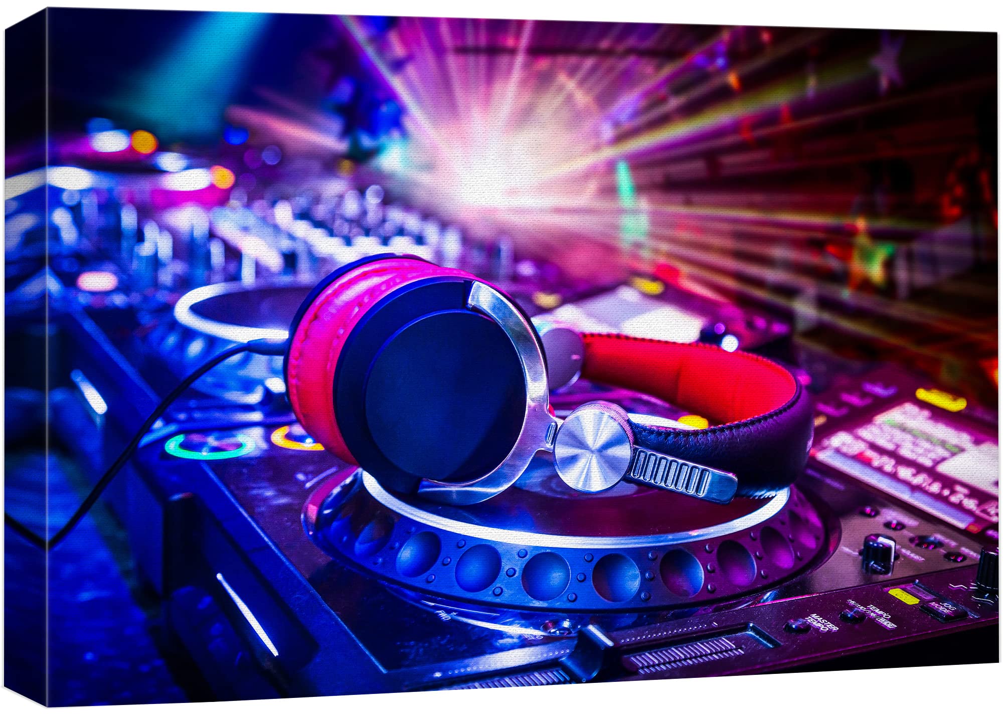 Amazon.com: wall26 Canvas Print Wall Art Neon DJ Rave Record