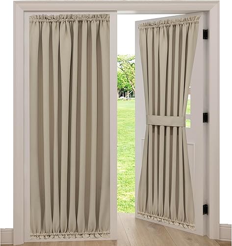 Aquazolax Cortina para puerta corrediza de vidrio con bolsillo para barra, tratamiento de ventana - Cortinas opacas lisas premium de alta calidad,