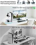 Cooling Station for PS5 with Dual Controller Charger Compatible with PlayStation 5/Slim/Pro Console, PS5 Cooling Stand Station Vertical & 3 Level Cooler Fan, Controller Charging Dock, RGB Light