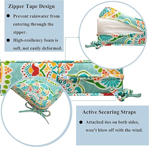 Miniatura 5 de Cojín de banco para exteriores de 48 x 18 pulgadas, repelente al agua, para columpio, muebles de patio, sofá biplaza con asa y correas, 1 unidad,