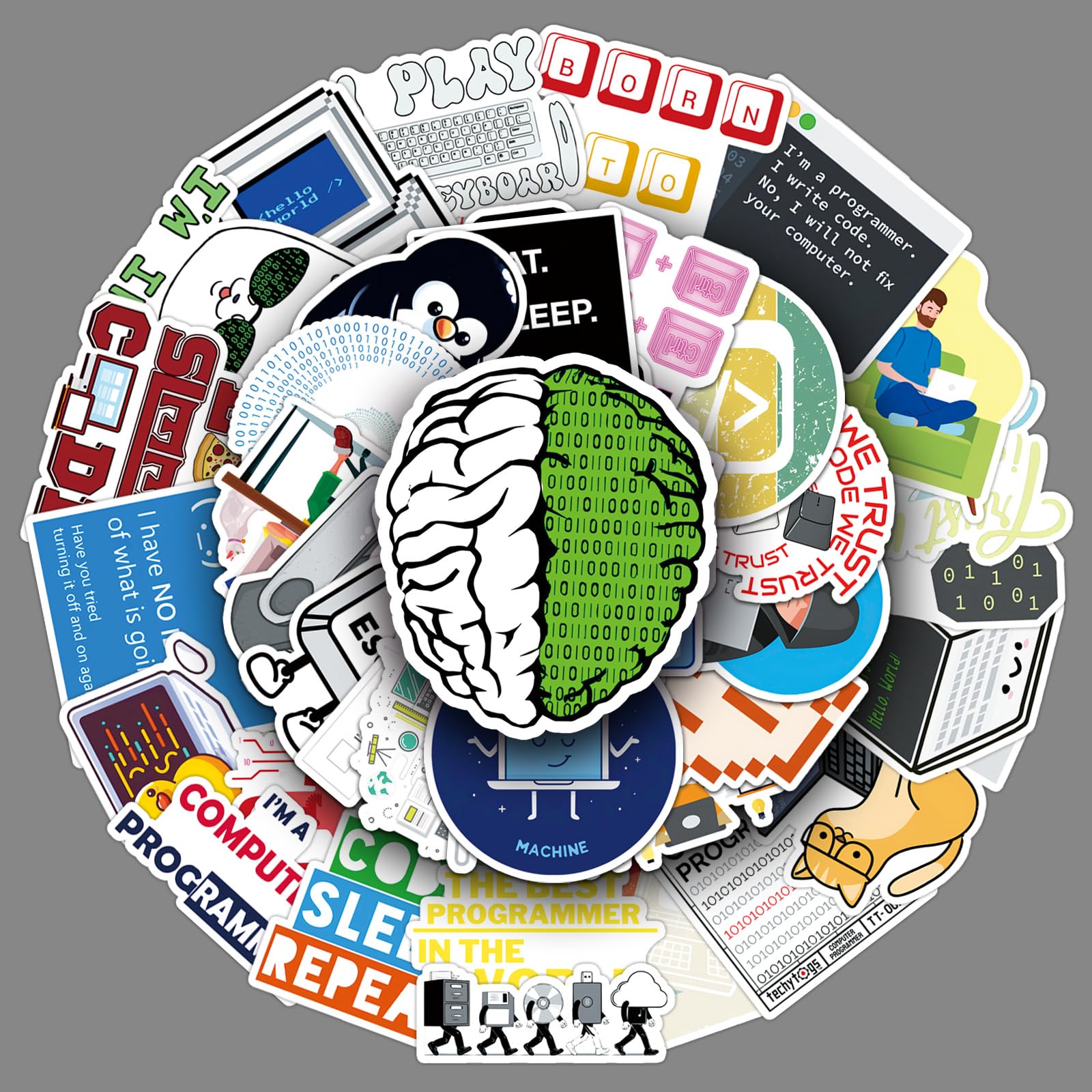 50PCS Programming Developer Stickers for Laptop Computer Water Bottles Scrapbook Luggage Phone Case Skateboard Journal Notebook,Coders Programmers
