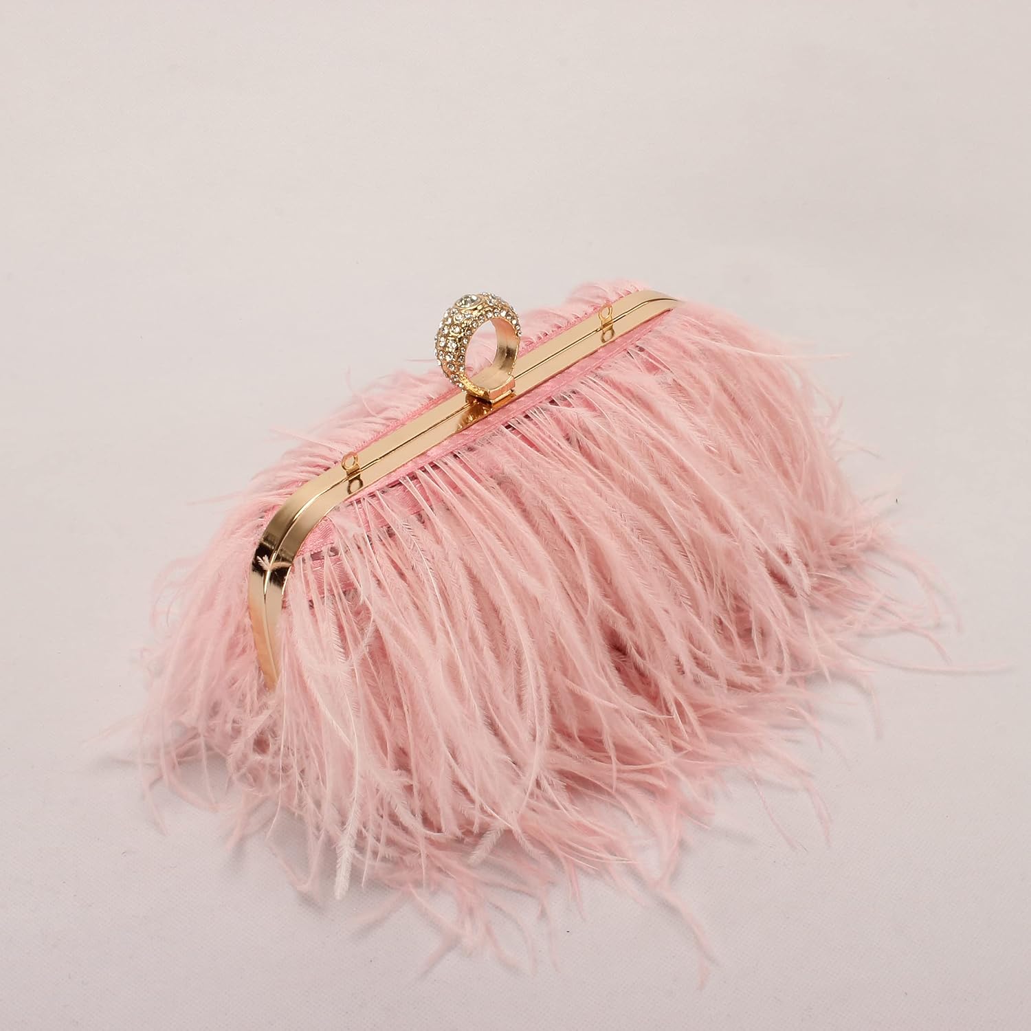 Women Real Natural Ostrich Feather Evening Bags Purses Clutch Vintage Banquet Handbag - Image 9