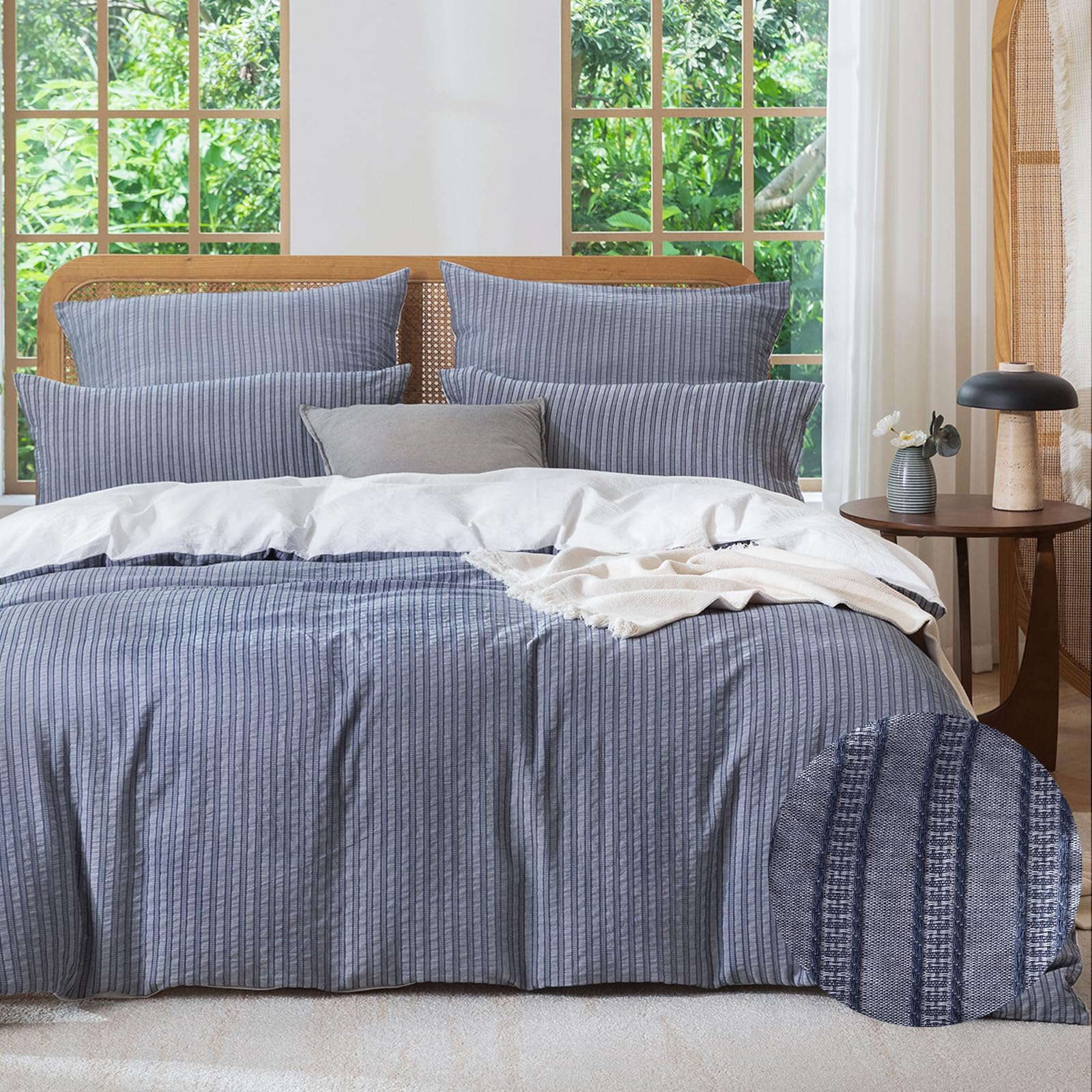 SOULFUL Gestreift Jacquard Gewaschene Baumwolle Bettwäsche Set