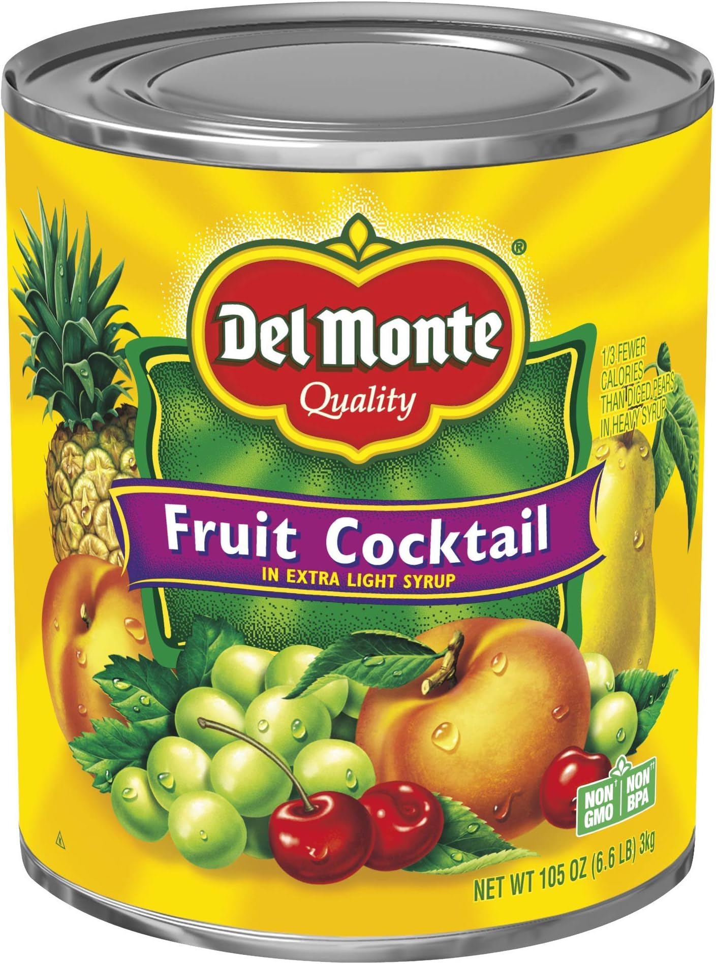 Del Monte Canned Fruit Cocktail in Extra Light Syrup, 106 Ounce (Pack of 6)