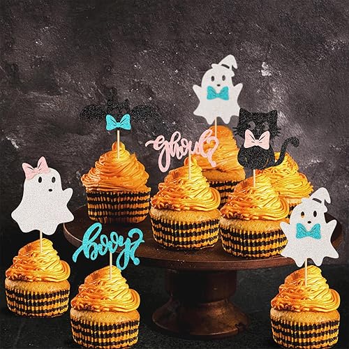 Miniatura 2 de 24 piezas de decoración para cupcakes de Halloween para niños o niñas, fantasma, calabaza, uno espeluznante, uno espeluznante, para cupcakes, araña,
