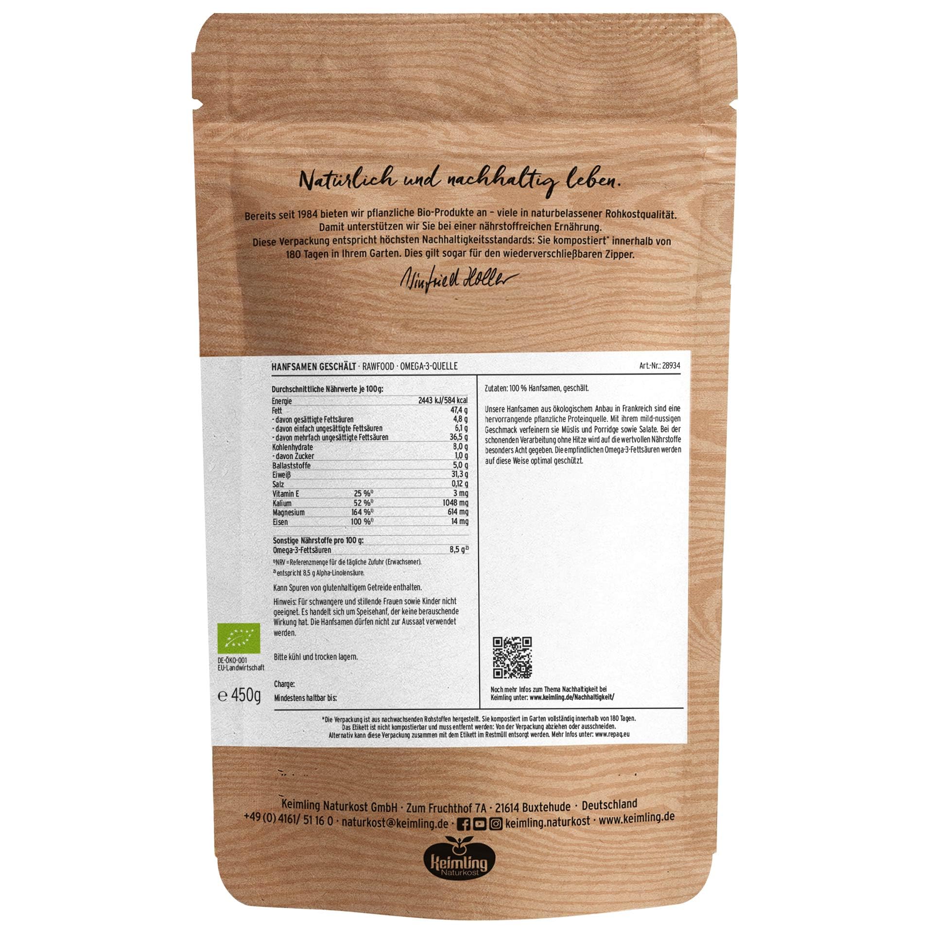 Bio Hanfsamen geschält 2,5 kg – 100 % naturrein & roh – Premium Qualität aus kontrolliert biologischem Anbau – Vegan, proteinreich & ballaststoffreich – Ohne Zusätze