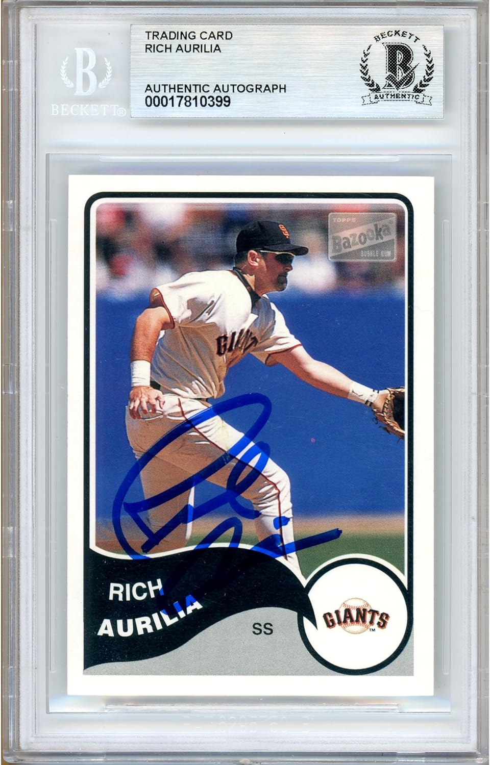 Rich Aurilia Autographed 2003 Topps Bazooka #226 Baseball Card Slabbed Beckett BAS Authentic Slab COA Played For San Francisco Giants MLB