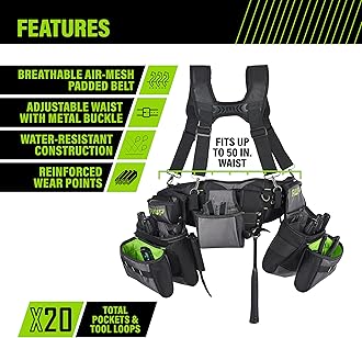 Tool Belt Tool Rig, Durable Premium Utility Belt Organizer for Men & Women, Utility Work, Electrician, Mechanic