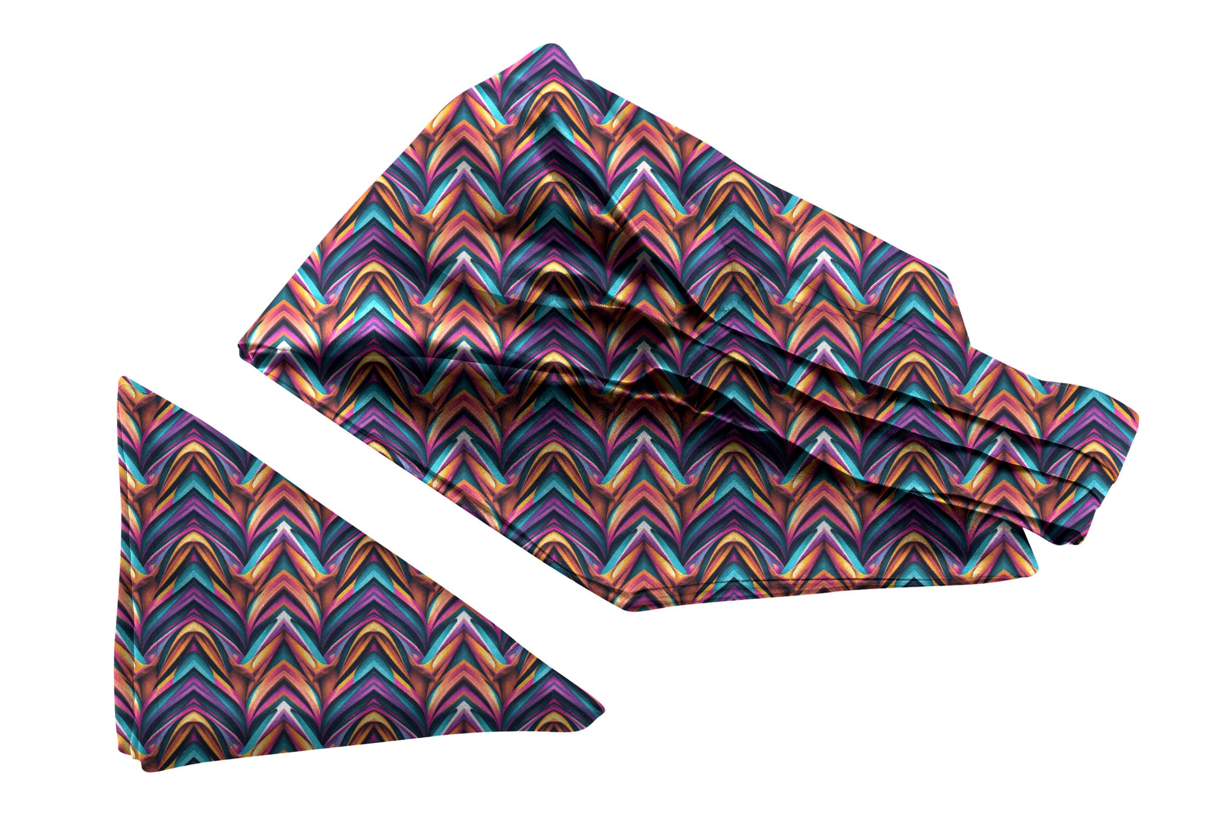 blacksmith Multicolor Pulse Printed Ascot and Macthing Pocket Square for Men-picture-26