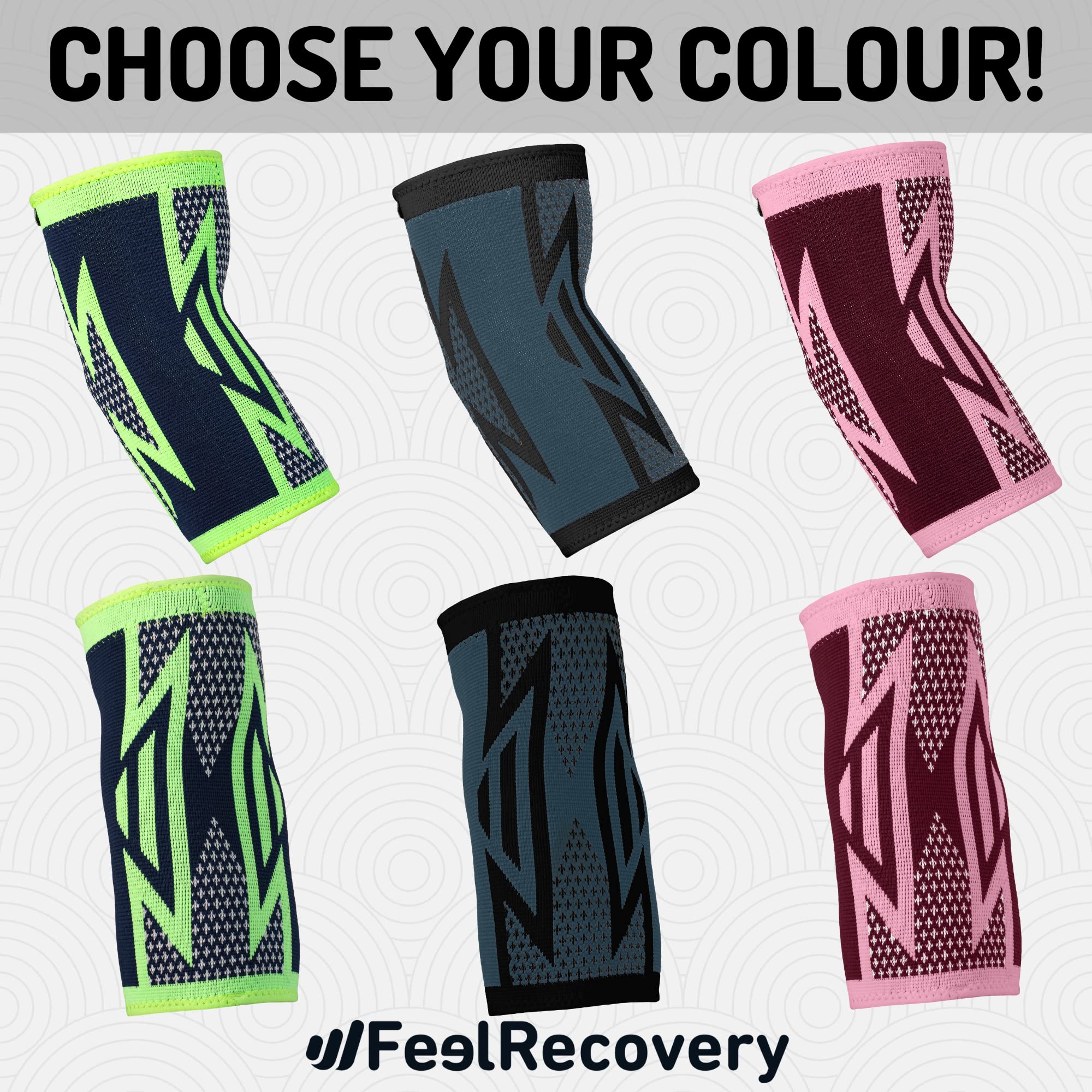 Feel Recovery 2 Tutore Gomito per Uomo e Donne - Gomitiere Elastica per Epicondilite e Tendinite - Fascia per Gomito del Tennista, Golf, Palestra, Basket - Traspiranti e Antiscivolo (M, Bordeaux)