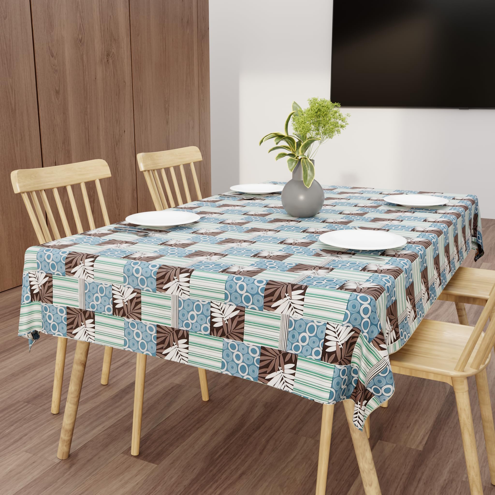 Wings Star Premium Center Table Cover, PVC Fabric, 40x60 inch Size | Table Cloth 4 Seater | PVC 4 Seater Rectangular Center Table Cover | Table Cloth for Dining, Party, Events | Heatproof Multi Blues