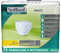 Soffisof Air Dry Pants Extra XL - 72x Pannoloni per Anziani a Mutandina - 6 Confezioni da 12 Mutande Assorbenti per Incontinenza Donna e Uomo - Pants Adulti 7 Gocce - X-Large (135-160 cm)