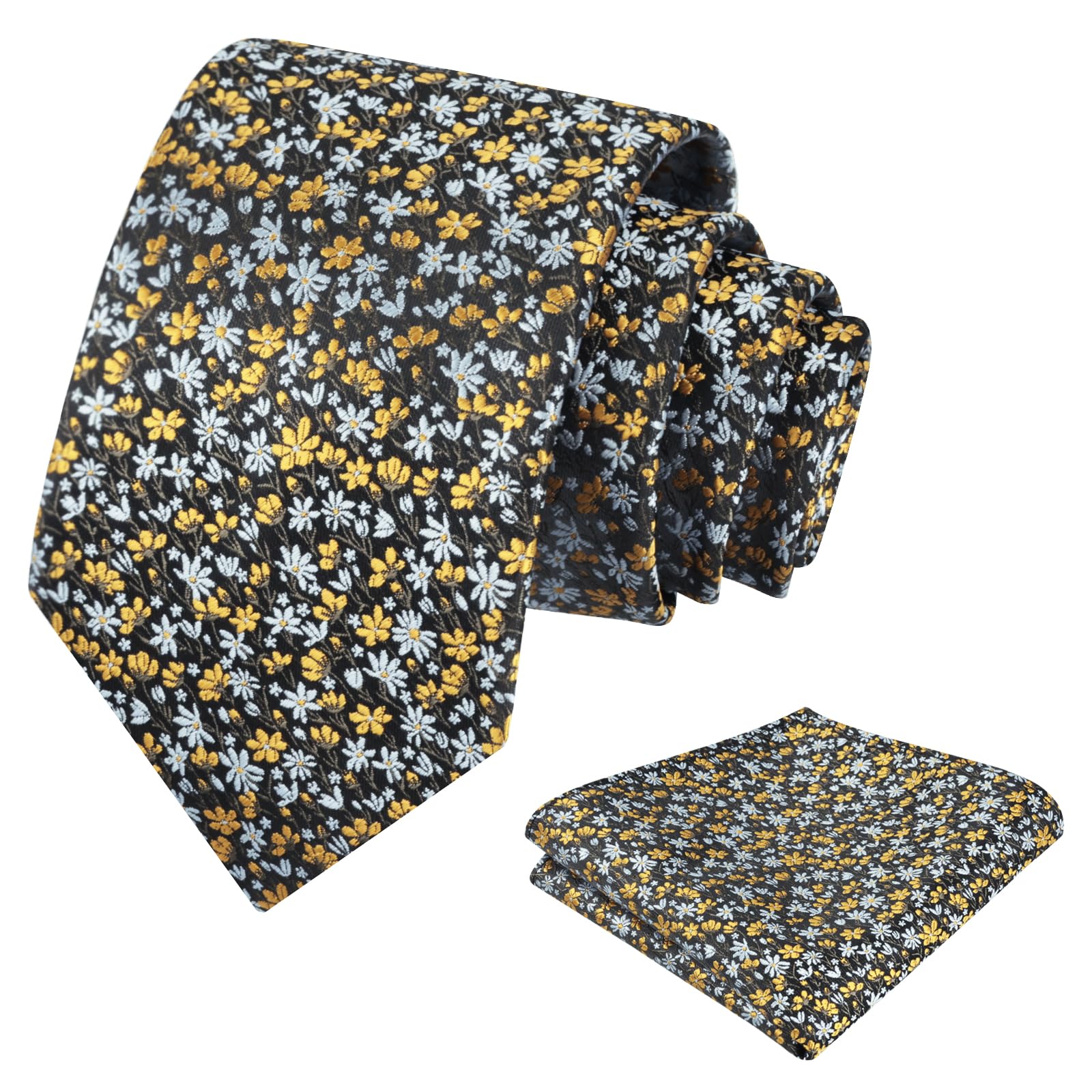Alizeal Mens 3.15'' Floral Tie with Pocket Square