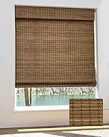 UNISHADES Cordless Bamboo Roman Shades 30.5" W x 48" H Highfield Teak - Eco-Friendly Light-Blocking Window Blinds