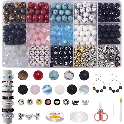 Mchruie 636pc Bracelet Making Kit, 8mm Beads for Bracelets Making - Natural Stone Gemstone Beads for Jewelry Making DIY Bracelet Kit for Adults Beginners