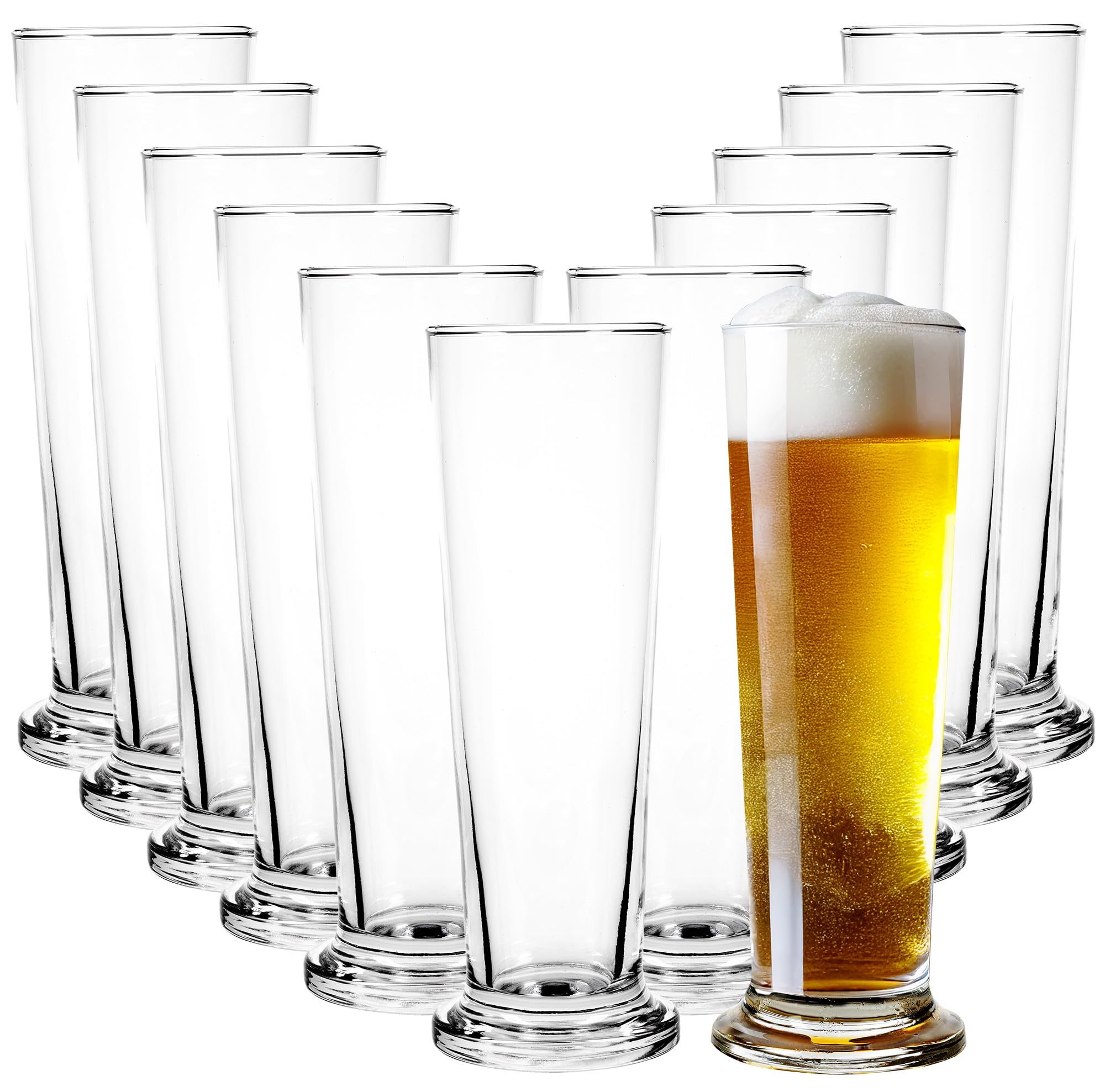 12 Stück Pilsstangen (wie frisch gezapft) Biergläser mit Fuß, Pilsglas, Bierglas