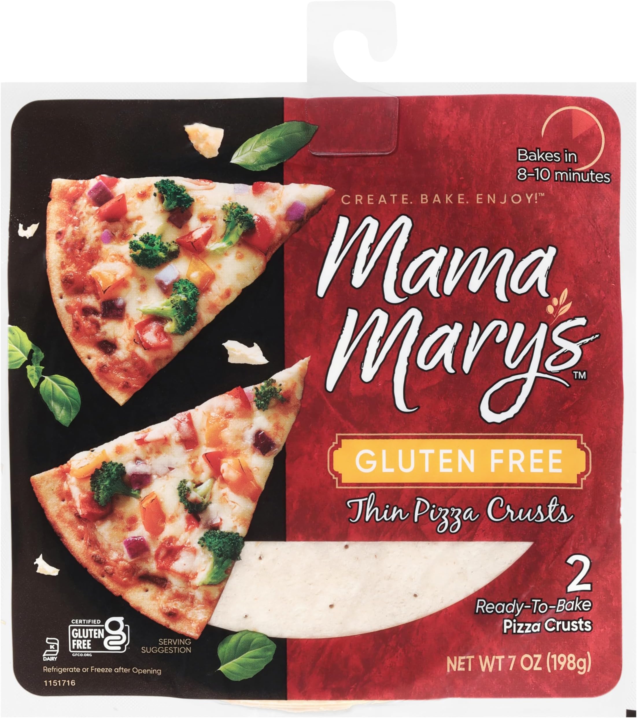 7" Gluten Free Thin Crust Ready to Bake Pizza Crusts, 2 Count