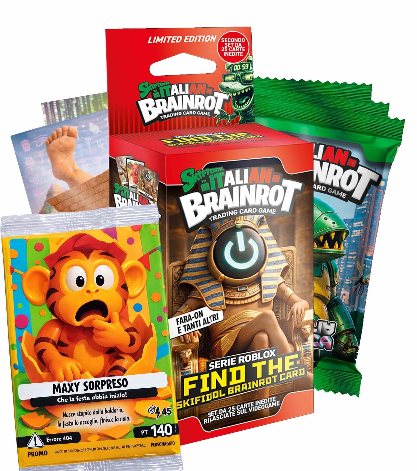 Skifidol Italian Brainrot Roblox Collezione Serie 1 + Serie 2 – 2 Deck da 50 Carte (100 Carte Totali) + Carta Promo Special “Maxi Sorpreso”