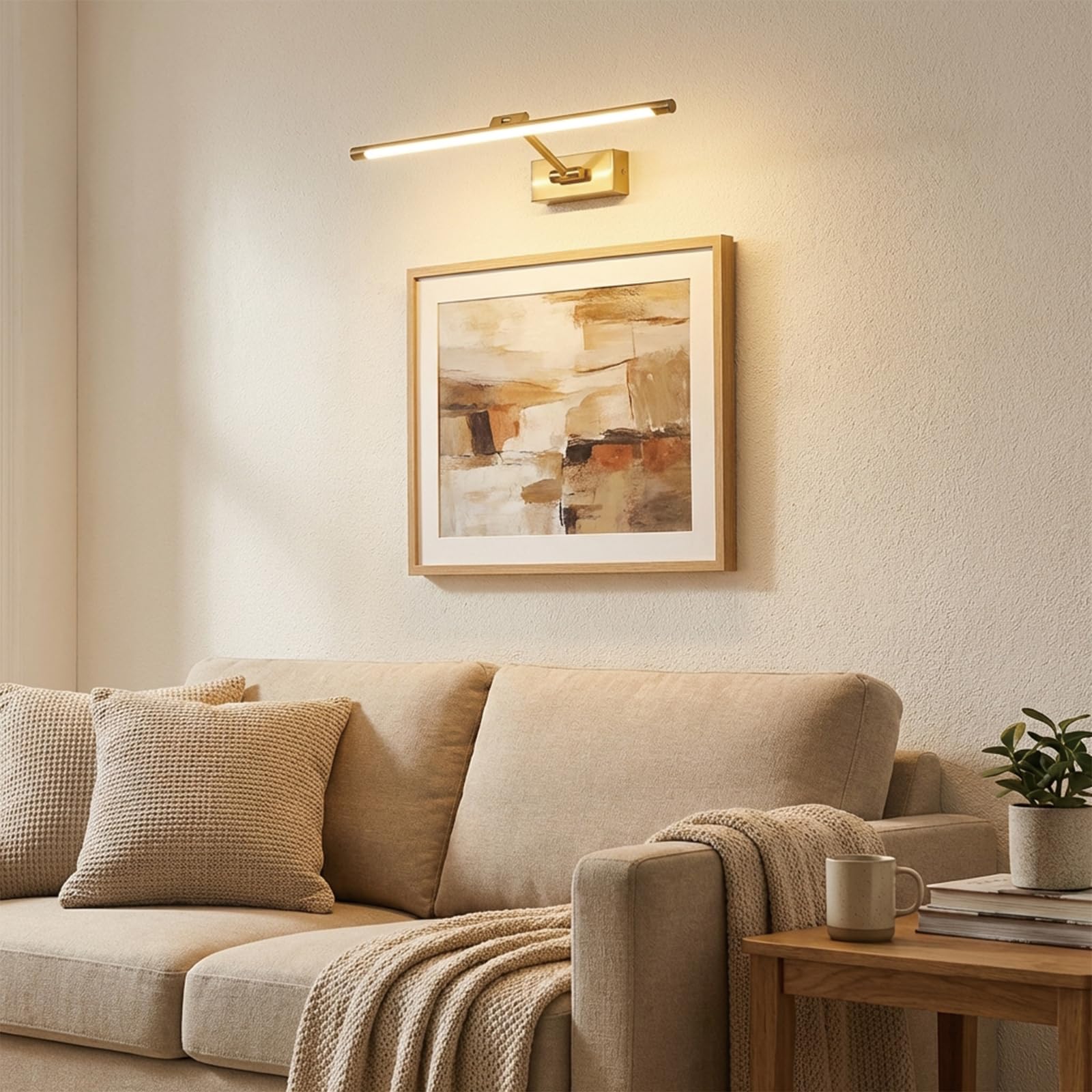 Alpinaluz Aplique LED para Cuadros y Espejos 48 cm 10W Luz Blanca Cálida 2700K Brazo Articulado Orientable Diseño Lineal Aluminio Acabado Níquel Cepillado Montaje en Pared