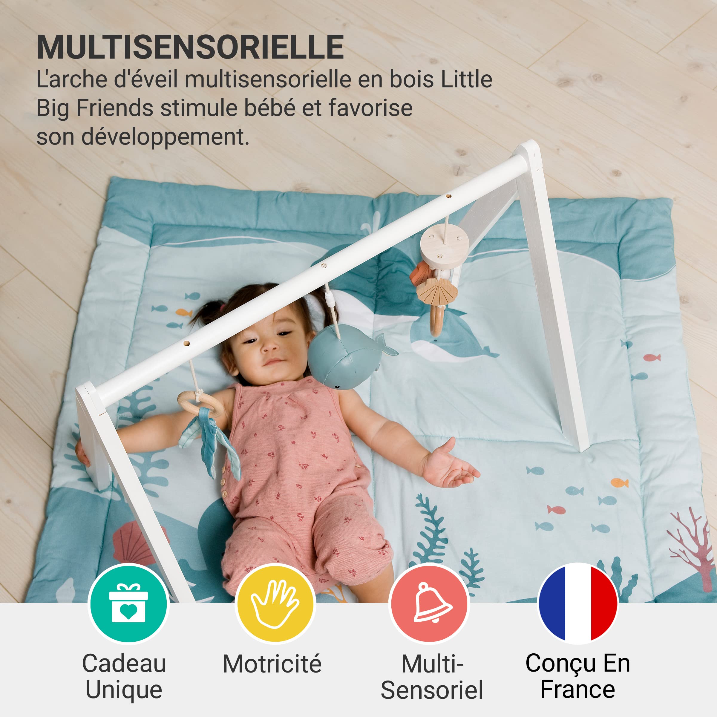 Little Big Friends Arche d'Eveil Jouet Montessori développe la motricité de bébé | Océan