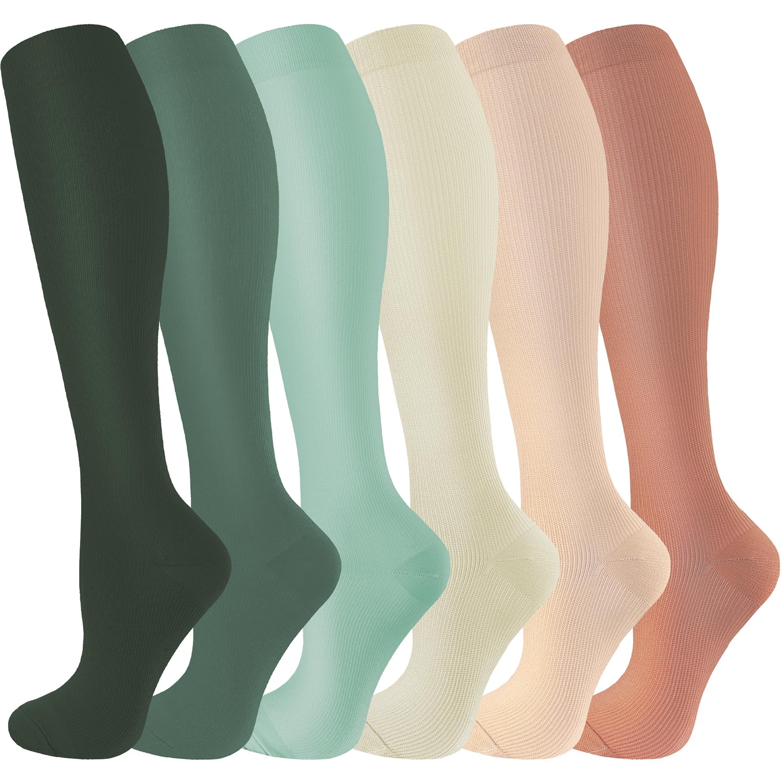 cerpite Compression Socks for Women & Men 6 Pairs Knee High Compression Socks 20-30 mmhg Best for Running,Nurse,Travel