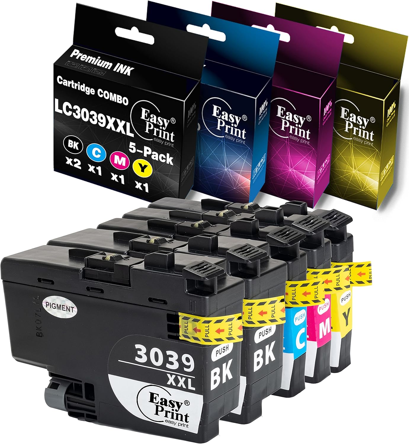 EASYPRINT (5-Pack Combo) Compatible 3039xxl Ink Cartridges Replacement for Brother LC3039xxl Used for MFC-J5845DW MFC-J5845DWXL MFC-J5945DW MFC-J6545DW MFC-J6545DWXL MFC-J6945DW, (2B, 1C, 1M, 1Y)