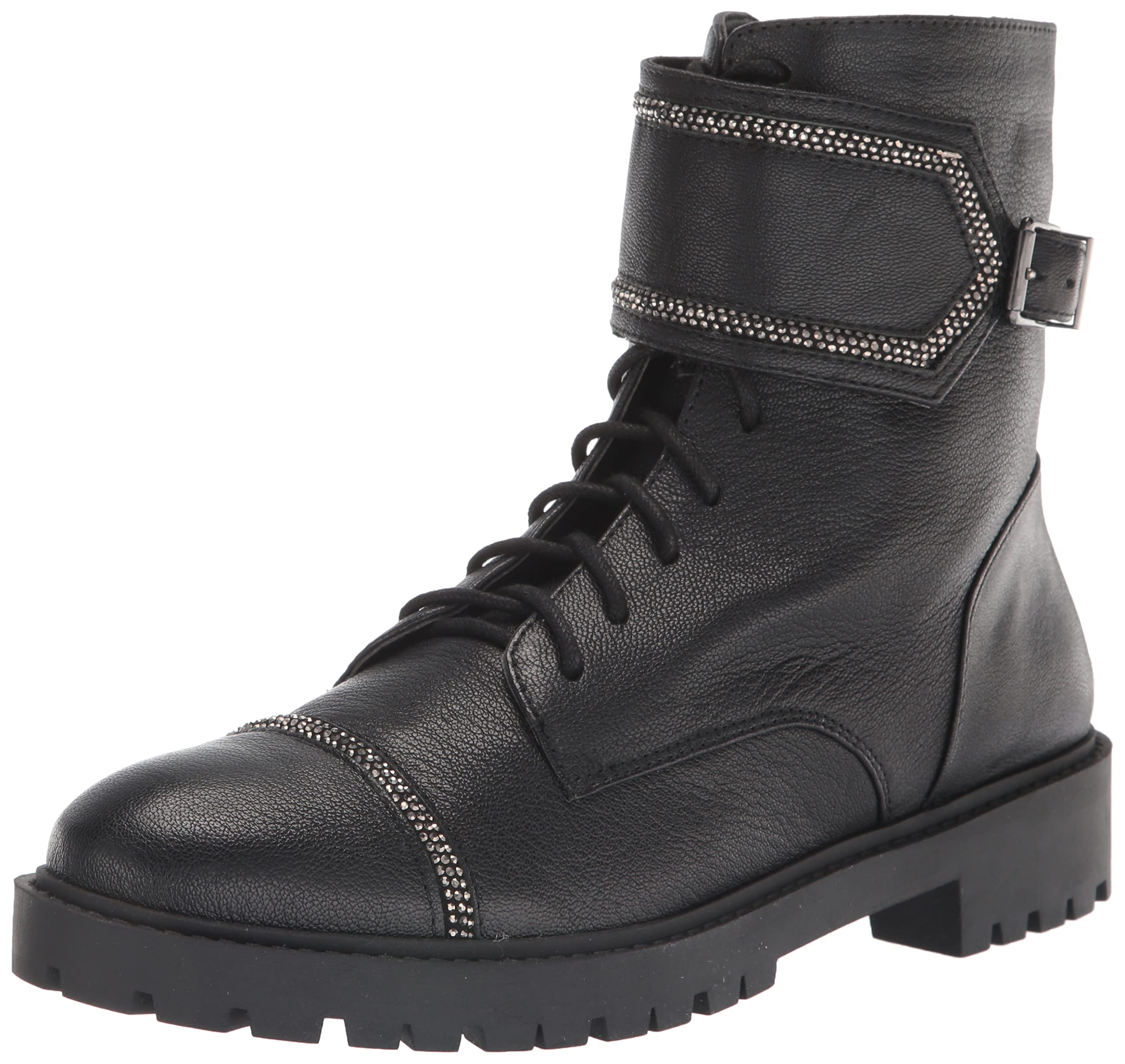 Jessica Simpson Women's Kariya Plaid Fabric Lace Up Block Heel Combat Boots