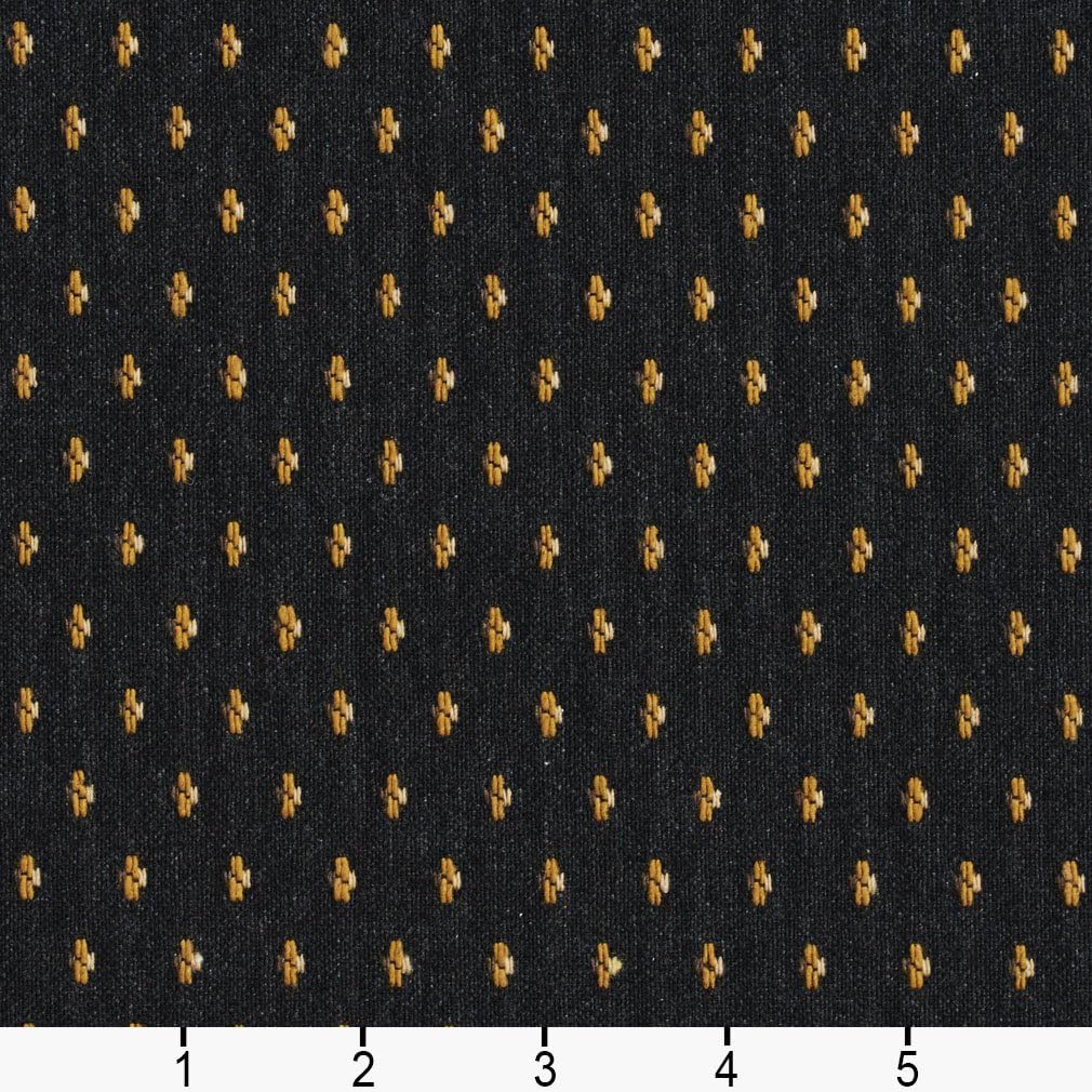 Black and Gold Ditsy Dots Jacquard Upholstery Fabric by The Yard - SKU: Mingle Espresso