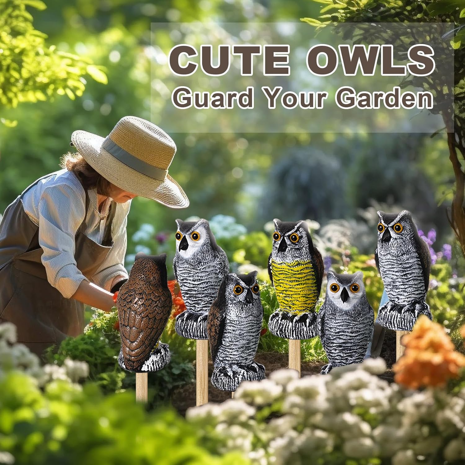 Qualirey 6 Pcs Fake Owl Decoys to Scare Birds Away 4 x 7.8 Inch Mini Plastic Owls Statue Outside Bird Deterrents Bird Scarecrow Sculpture Owl to Keep Bird Away for Outdoor Home Garden Yard Patio Decor - Image 7