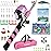 PLUSINNO Kids Fishing Pole, Portable Telescopic Fishing Rod and Reel Combo Kit - with Spincast Fishing Reel Tackle Box for Boys, Girls, Youth (Pink, 1.2M 3.94Ft)