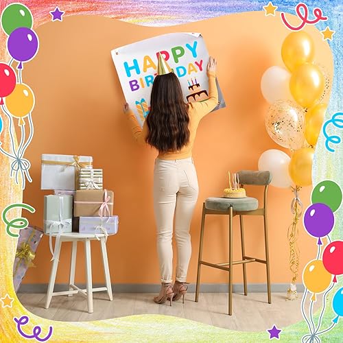 Vista 46 de Pancarta grande y letreros en blanco de poliéster, tela Oxford, pancarta con cuerda colgante para pared interior, exterior, fácil de colgar