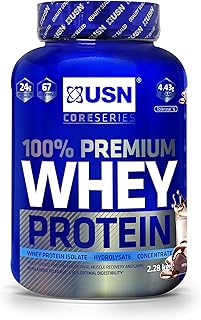 USN 100% Whey Chocolate 2.28 kg: Premium Whey Protein Whey Isolate Protein Powder Blend for Muscle Building & Maintenance