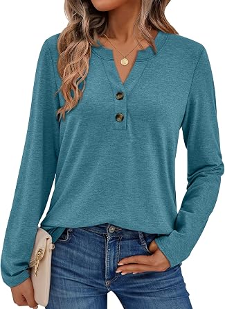 AUTOMET Womens Long Sleeve Shirts 2026 Spring Fashion Dressy Casual Tops Trendy Henley Blouses Cute Work Outfits Clothes
